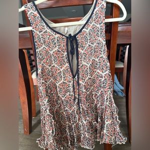 Sleeveless Free People blouse. Navy blue, burnt orange and cream. Sz M